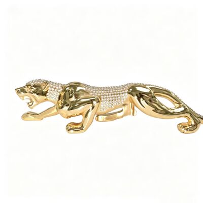 Luxury Gold Plated Leopard Statue with Diamond Inlay Elegant Home Decor Collectible Gift