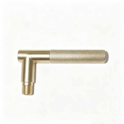 Imitation Gold Plated Door Lock Handle Knurled Grip L Shape Luxury Design Durable
